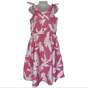 Vintage Made in Hawaii Pink Floral Flowers Sun Dress Shoulder Tie Beach Vacation